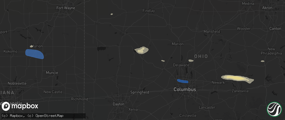 Hail map in Bellefontaine, OH on June 6, 2026