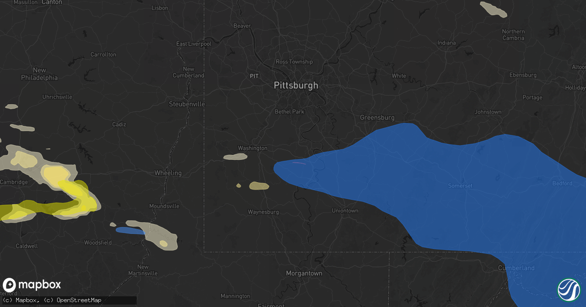 Hail map in Bentleyville, PA on June 6, 2026