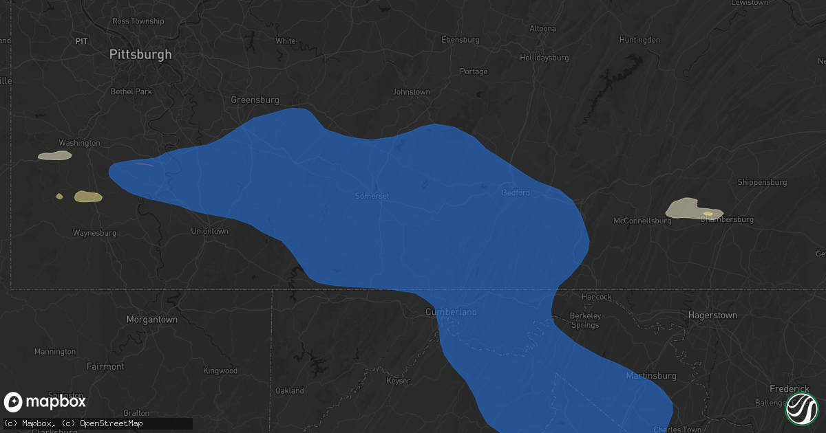 Hail map in Berlin, PA on June 6, 2026