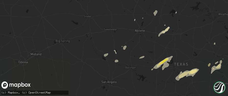 Hail map in Blackwell, TX on June 6, 2026