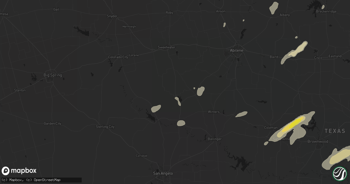 Hail map in Blackwell, TX on June 6, 2026