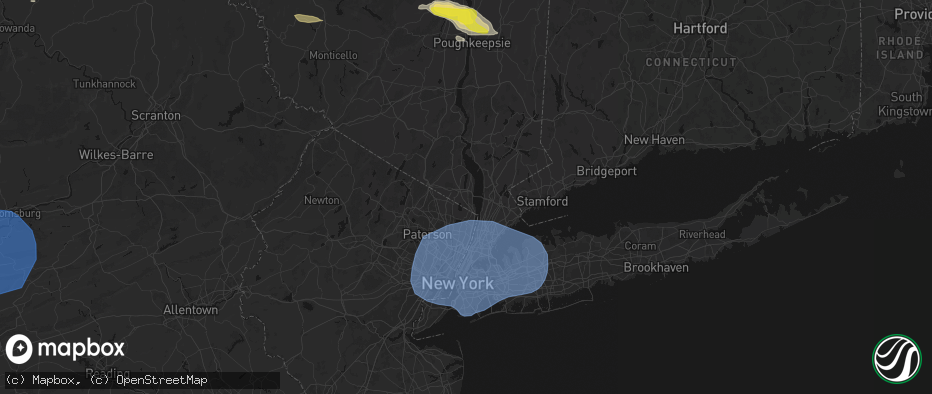 Hail map in Blauvelt, NY on June 6, 2026