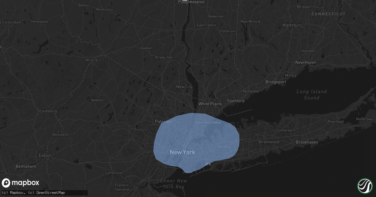 Hail map in Blauvelt, NY on June 6, 2026