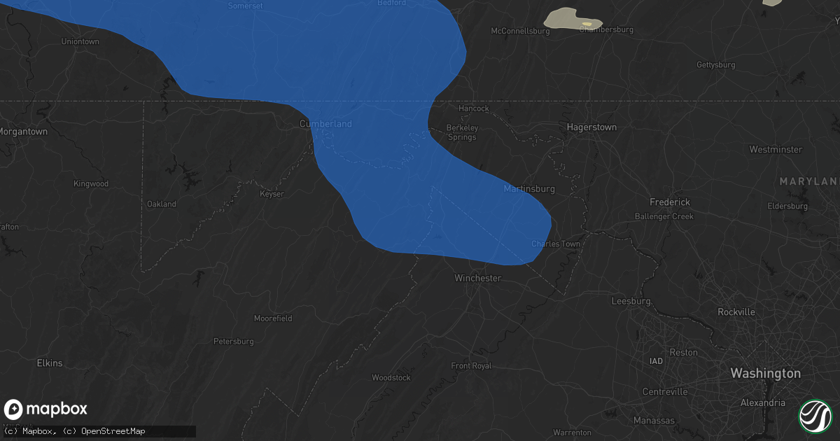 Hail map in Bloomery, WV on June 6, 2026