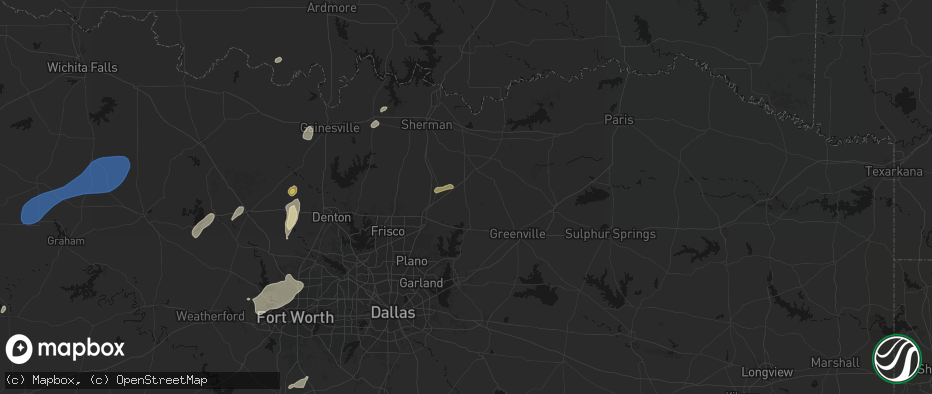 Hail map in Blue Ridge, TX on June 6, 2026