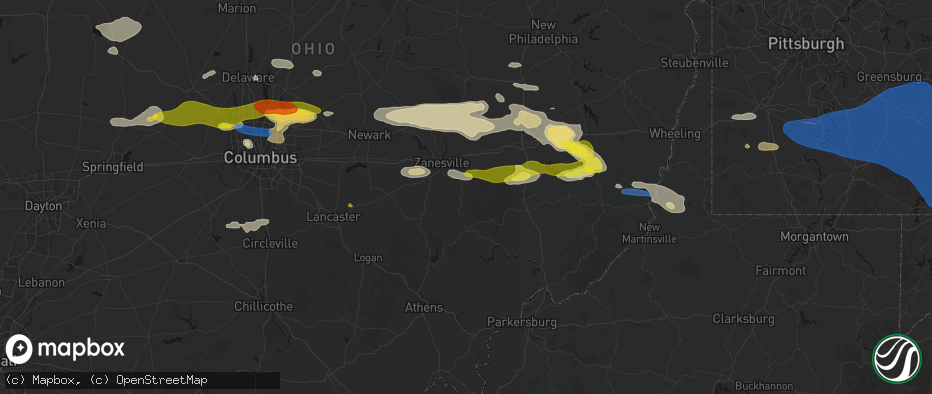 Hail map in Blue Rock, OH on June 6, 2026