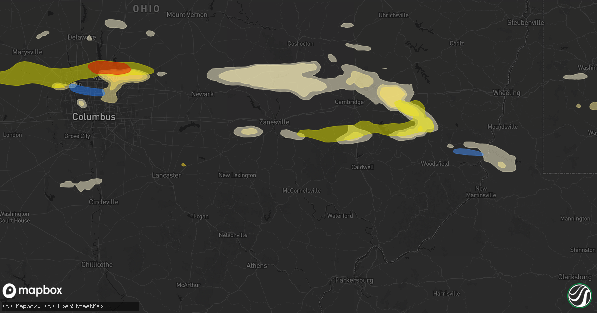 Hail map in Blue Rock, OH on June 6, 2026
