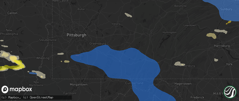 Hail map in Boswell, PA on June 6, 2026