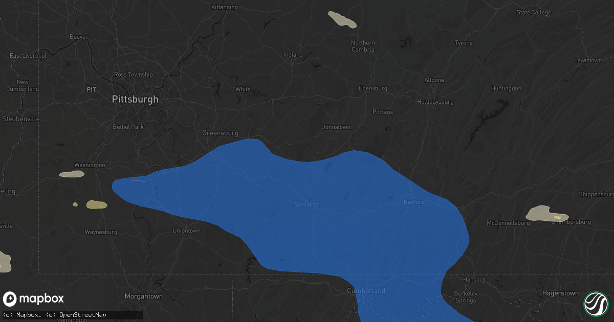 Hail map in Boswell, PA on June 6, 2026
