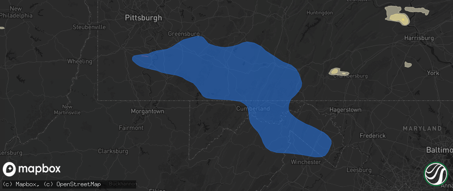 Hail map in Boynton, PA on June 6, 2026