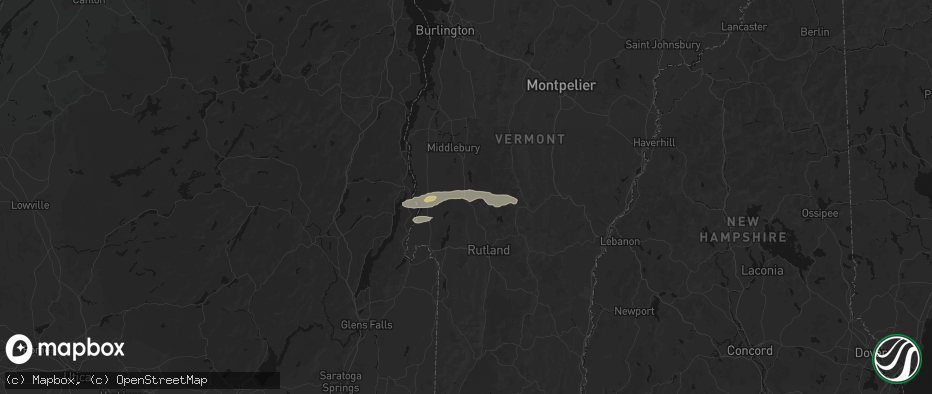 Hail map in Brandon, VT on June 6, 2026