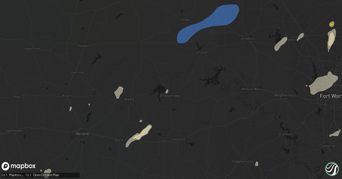 Hail map in Breckenridge, TX on June 6, 2026