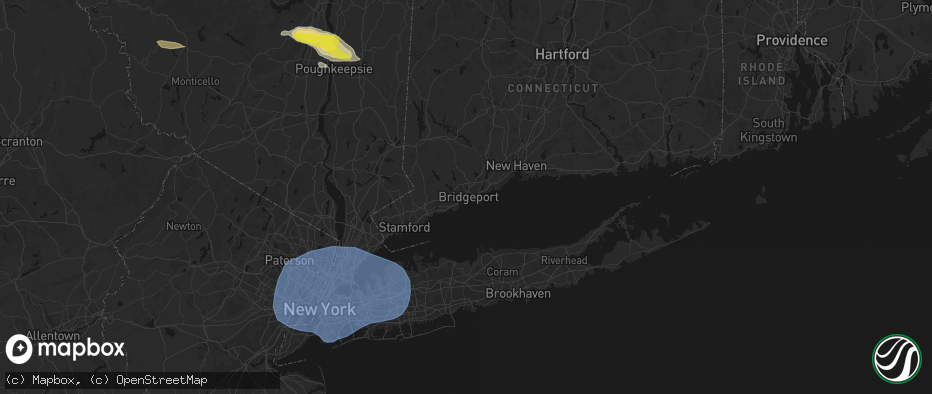 Hail map in Bridgeport, CT on June 6, 2026