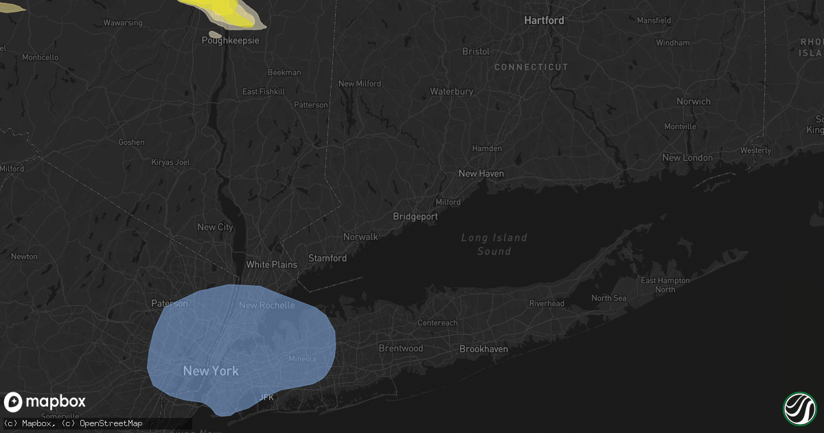 Hail map in Bridgeport, CT on June 6, 2026