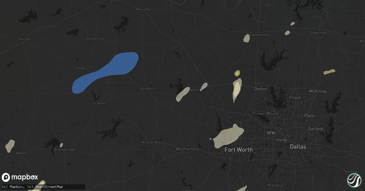 Hail map in Bridgeport, TX on June 6, 2026
