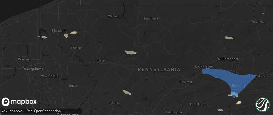 Hail map in Brockport, PA on June 6, 2026
