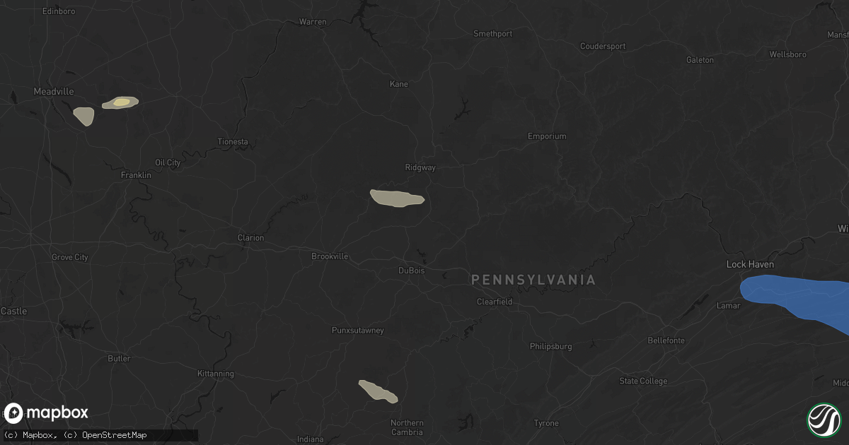 Hail map in Brockport, PA on June 6, 2026