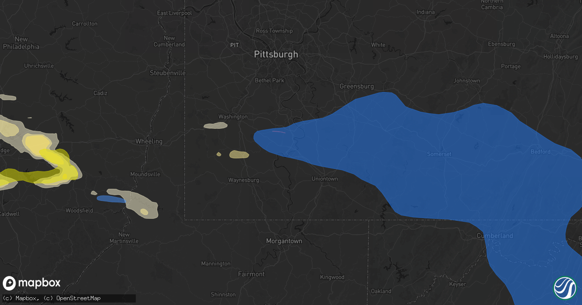 Hail map in Brownsville, PA on June 6, 2026