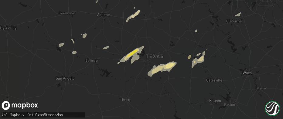 Hail map in Brownwood, TX on June 6, 2026