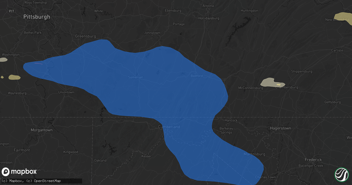 Hail map in Buffalo Mills, PA on June 6, 2026