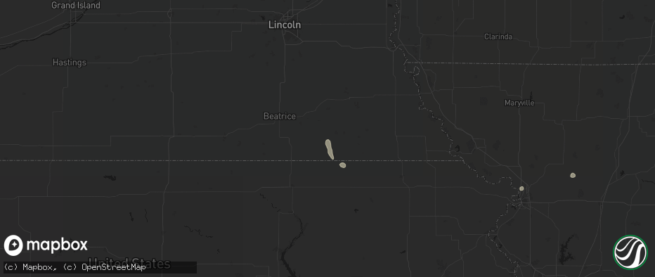 Hail map in Burchard, NE on June 6, 2026