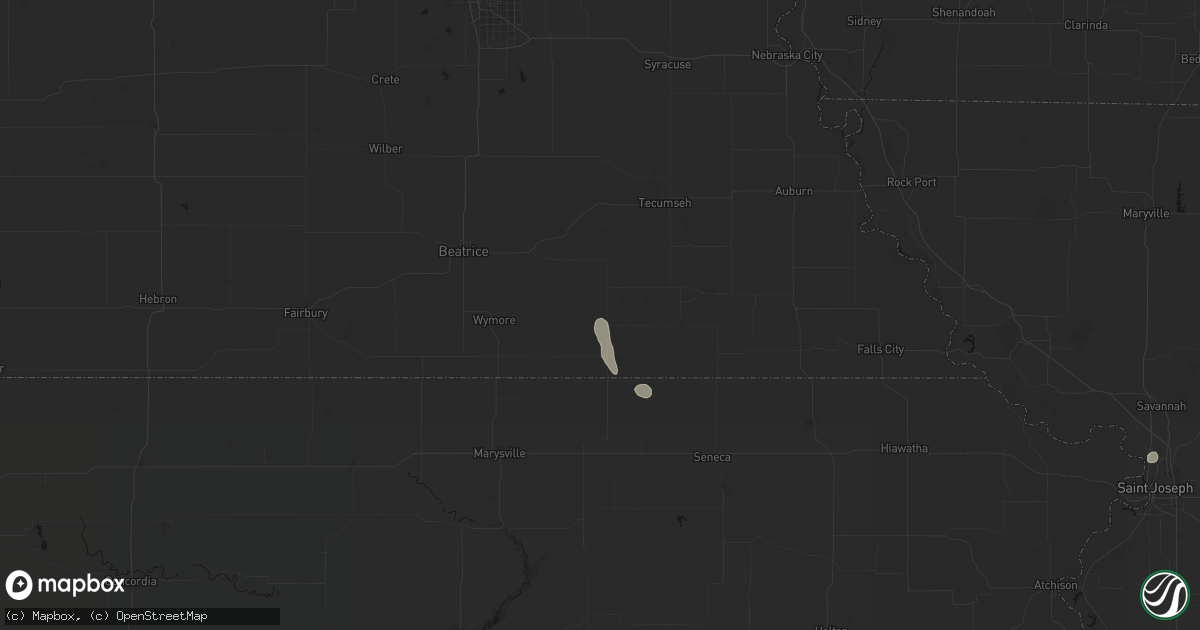Hail map in Burchard, NE on June 6, 2026