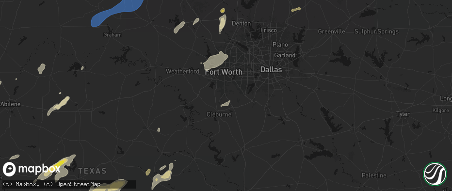 Hail map in Burleson, TX on June 6, 2026