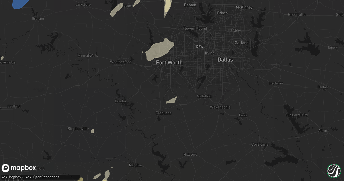 Hail map in Burleson, TX on June 6, 2026