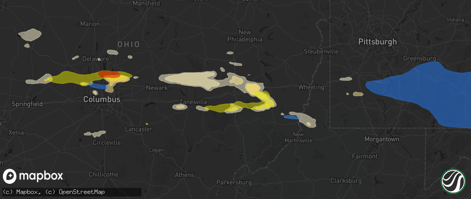 Hail map in Byesville, OH on June 6, 2026