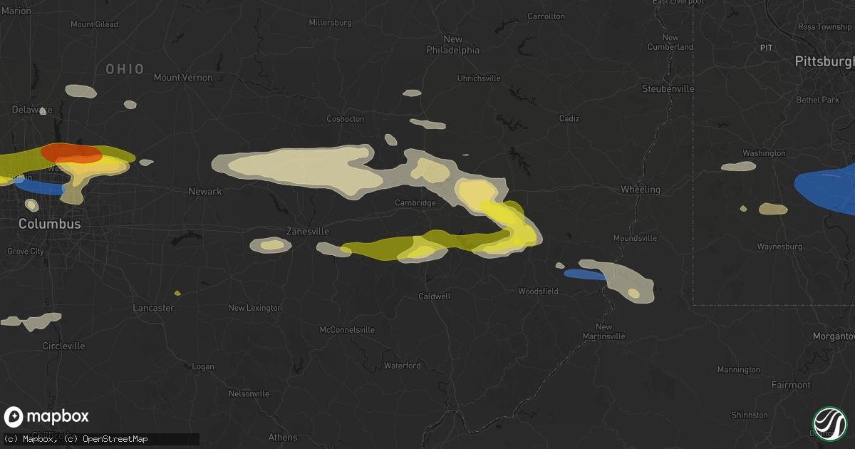 Hail map in Byesville, OH on June 6, 2026