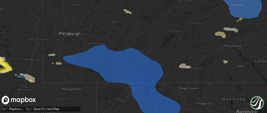 Hail map in Cairnbrook, PA on June 6, 2026
