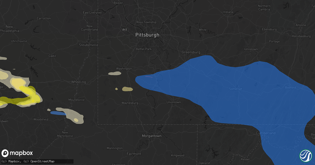 Hail map in California, PA on June 6, 2026