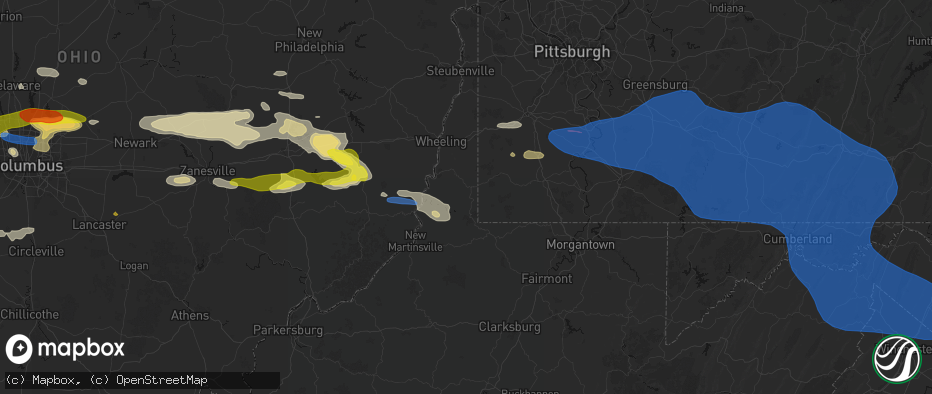 Hail map in Cameron, WV on June 6, 2026