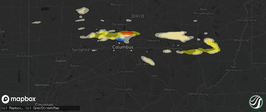Hail map in Canal Winchester, OH on June 6, 2026