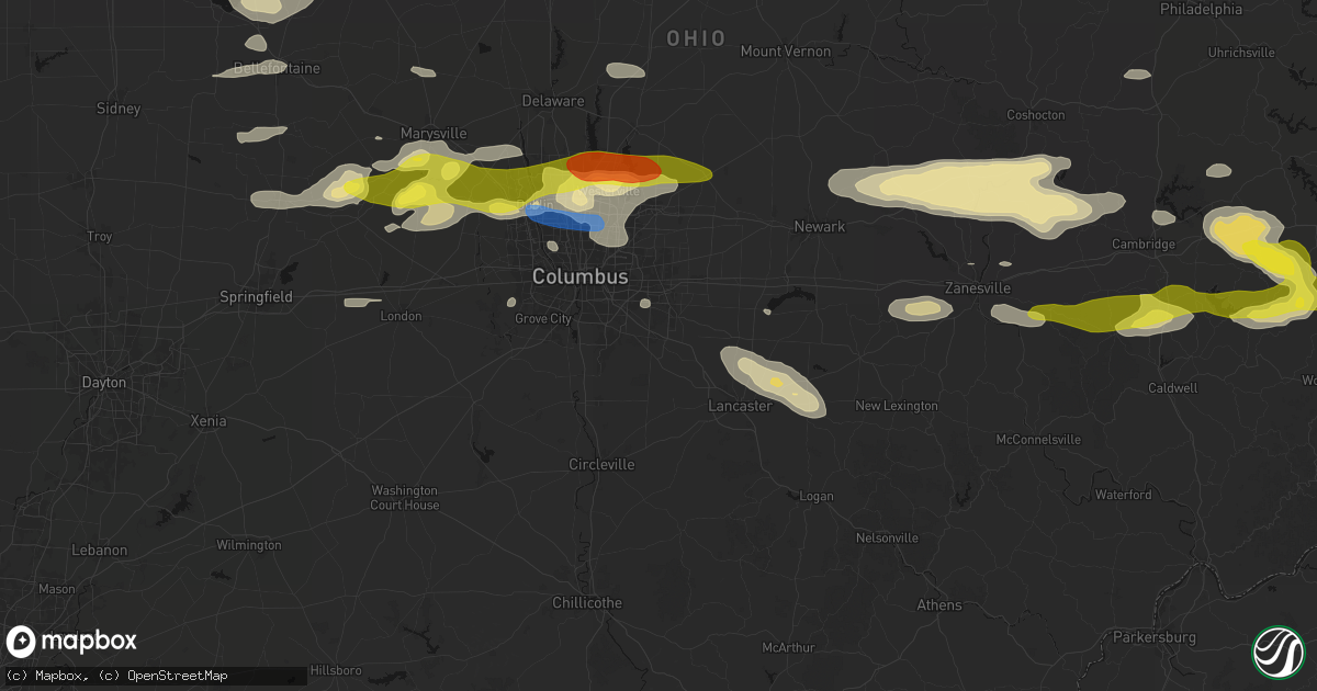 Hail map in Canal Winchester, OH on June 6, 2026