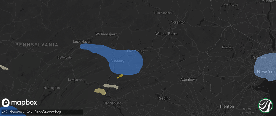 Hail map in Catawissa, PA on June 6, 2026