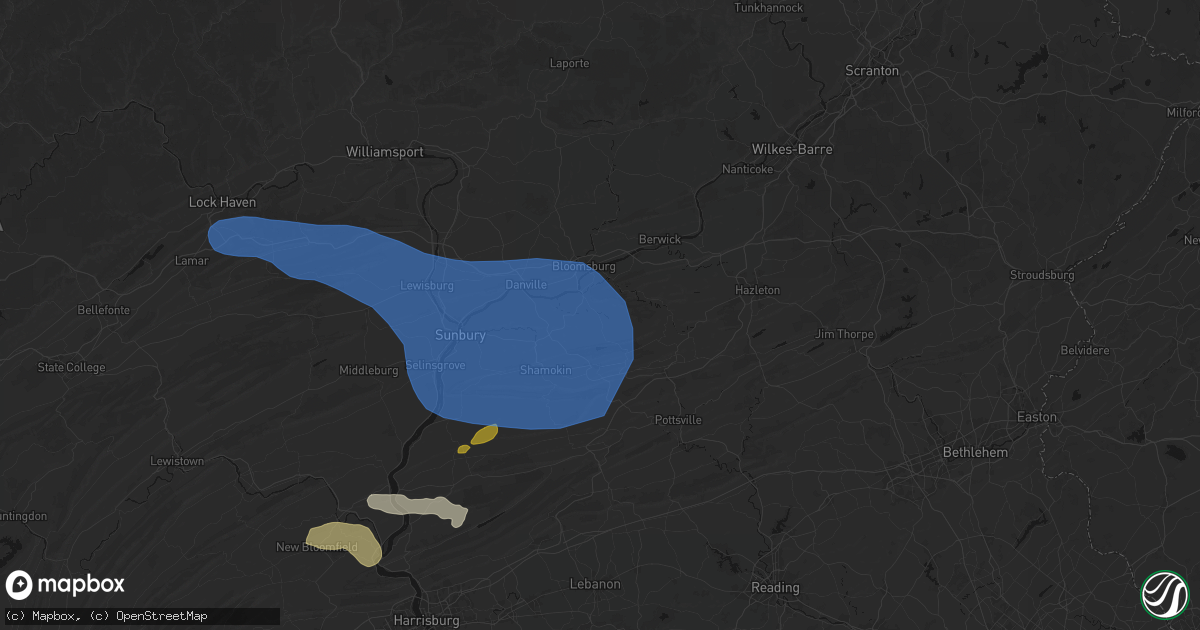 Hail map in Catawissa, PA on June 6, 2026