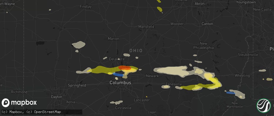 Hail map in Centerburg, OH on June 6, 2026