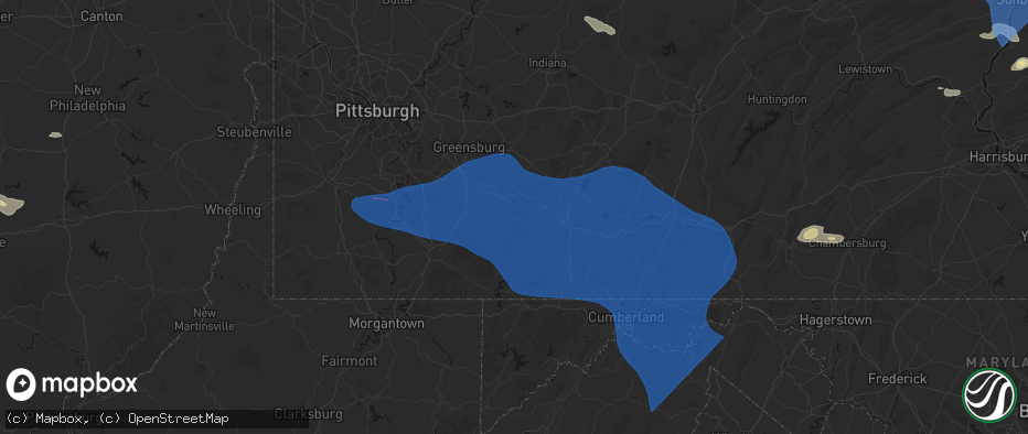 Hail map in Champion, PA on June 6, 2026