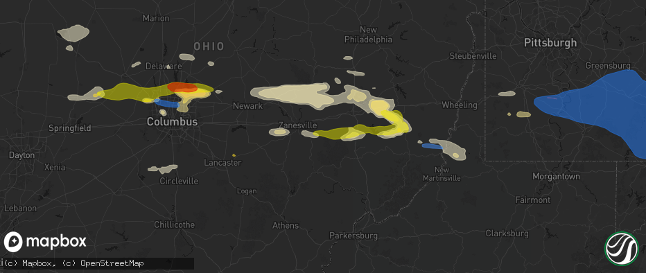 Hail map in Chandlersville, OH on June 6, 2026