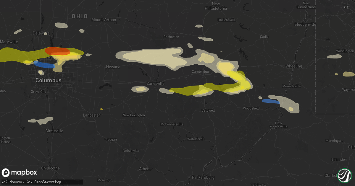 Hail map in Chandlersville, OH on June 6, 2026