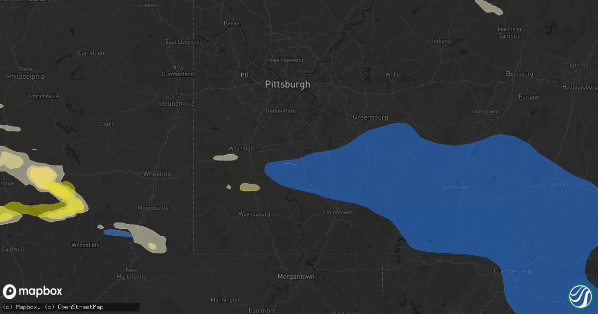 Hail map in Charleroi, PA on June 6, 2026