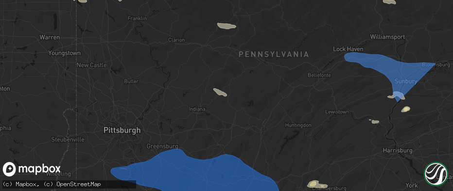 Hail map in Cherry Tree, PA on June 6, 2026
