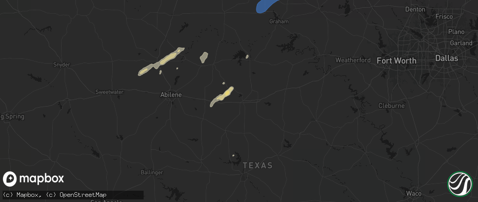Hail map in Cisco, TX on June 6, 2026