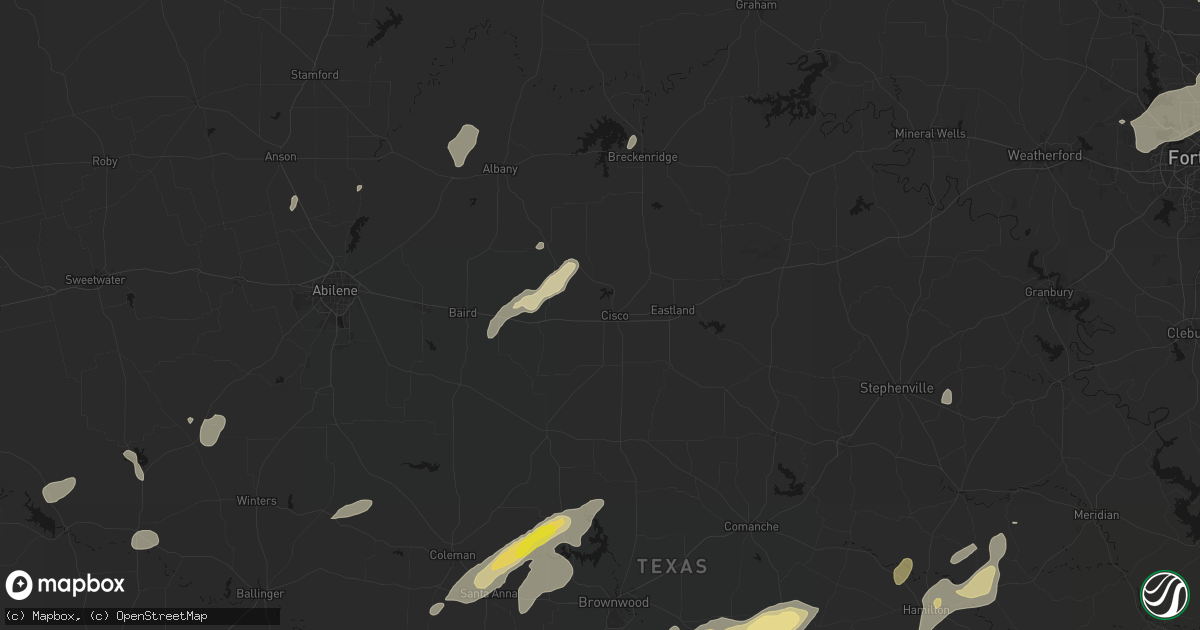 Hail map in Cisco, TX on June 6, 2026