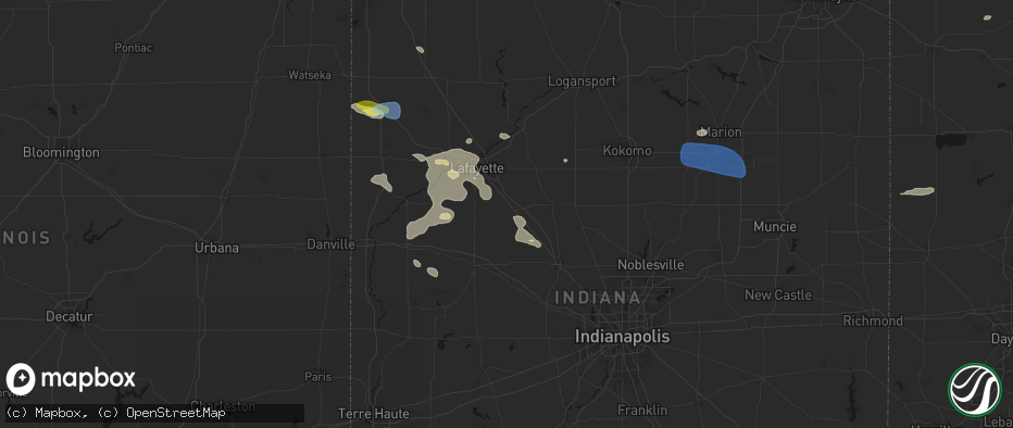 Hail map in Clarks Hill, IN on June 6, 2026