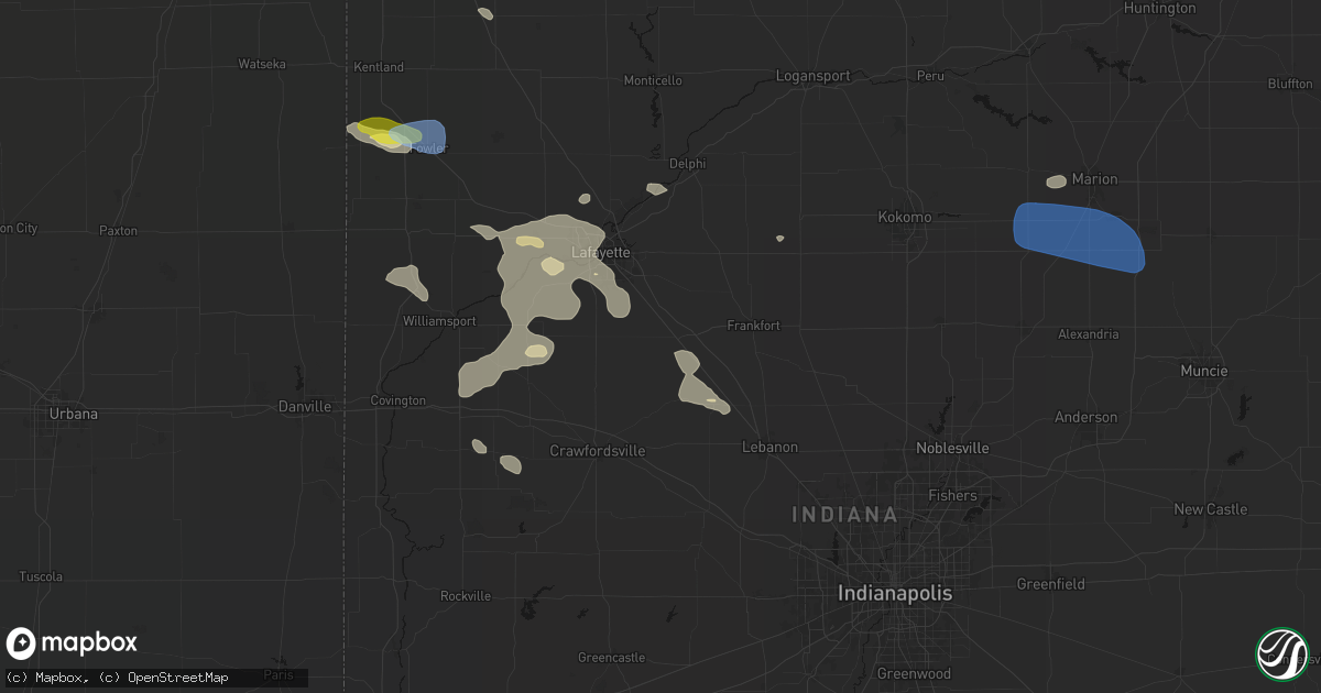Hail map in Clarks Hill, IN on June 6, 2026