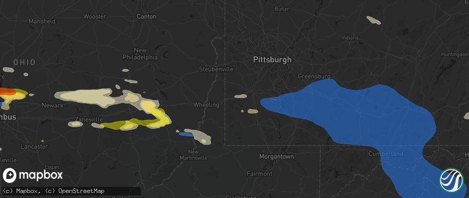 Hail map in Claysville, PA on June 6, 2026