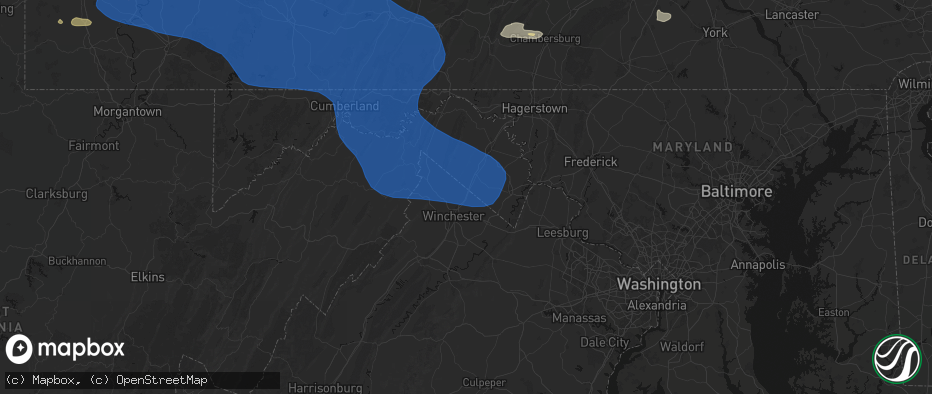 Hail map in Clear Brook, VA on June 6, 2026