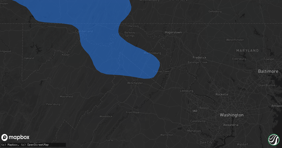 Hail map in Clear Brook, VA on June 6, 2026